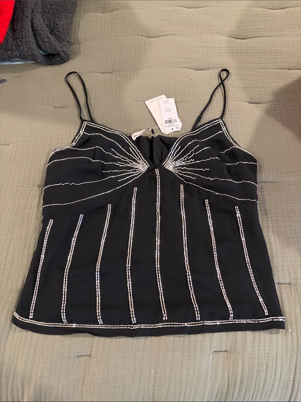 Abercrombie & Fitch Black Spaghetti Strap Beaded Camisole